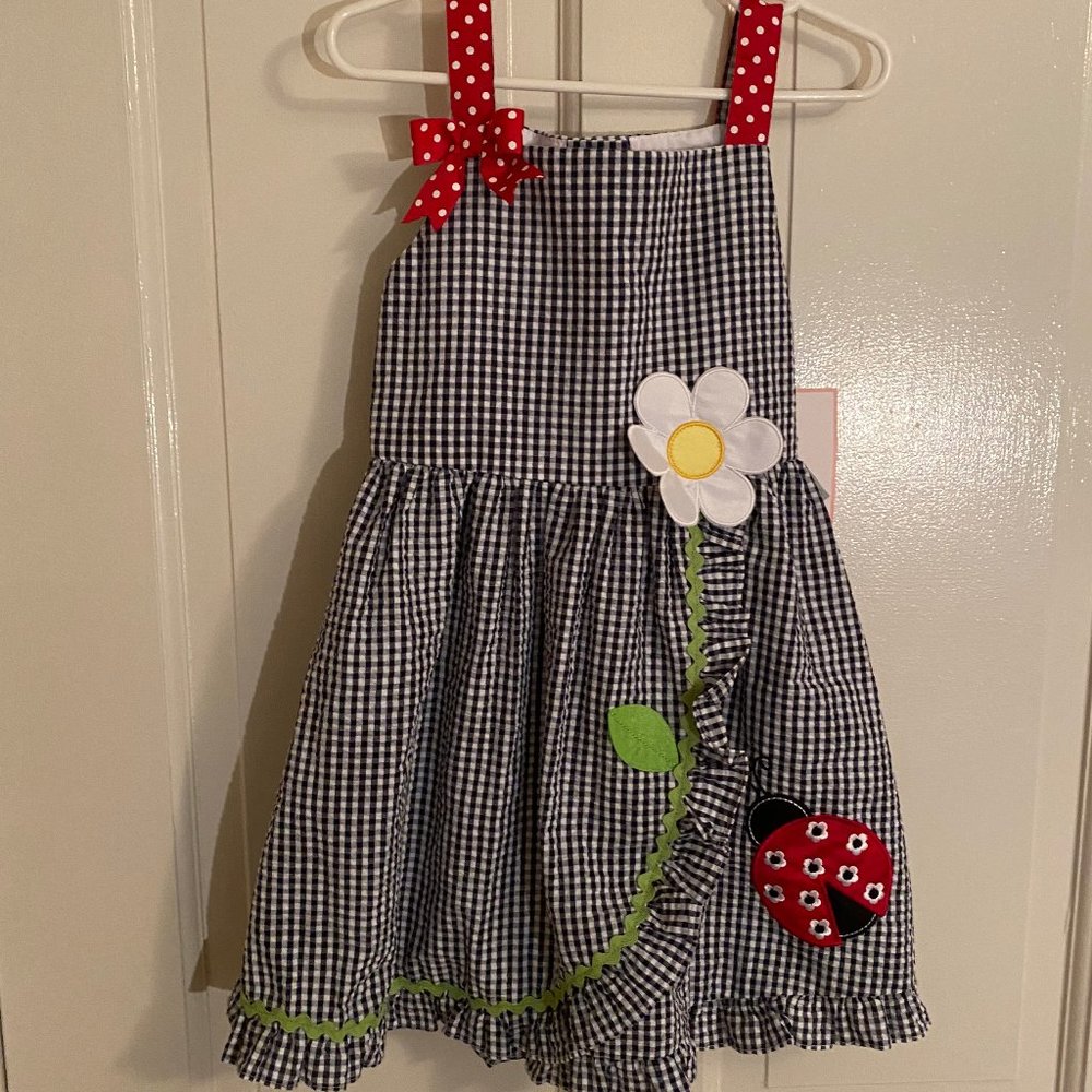 Rare Editions Black and White Gingham Dress with Red Accents